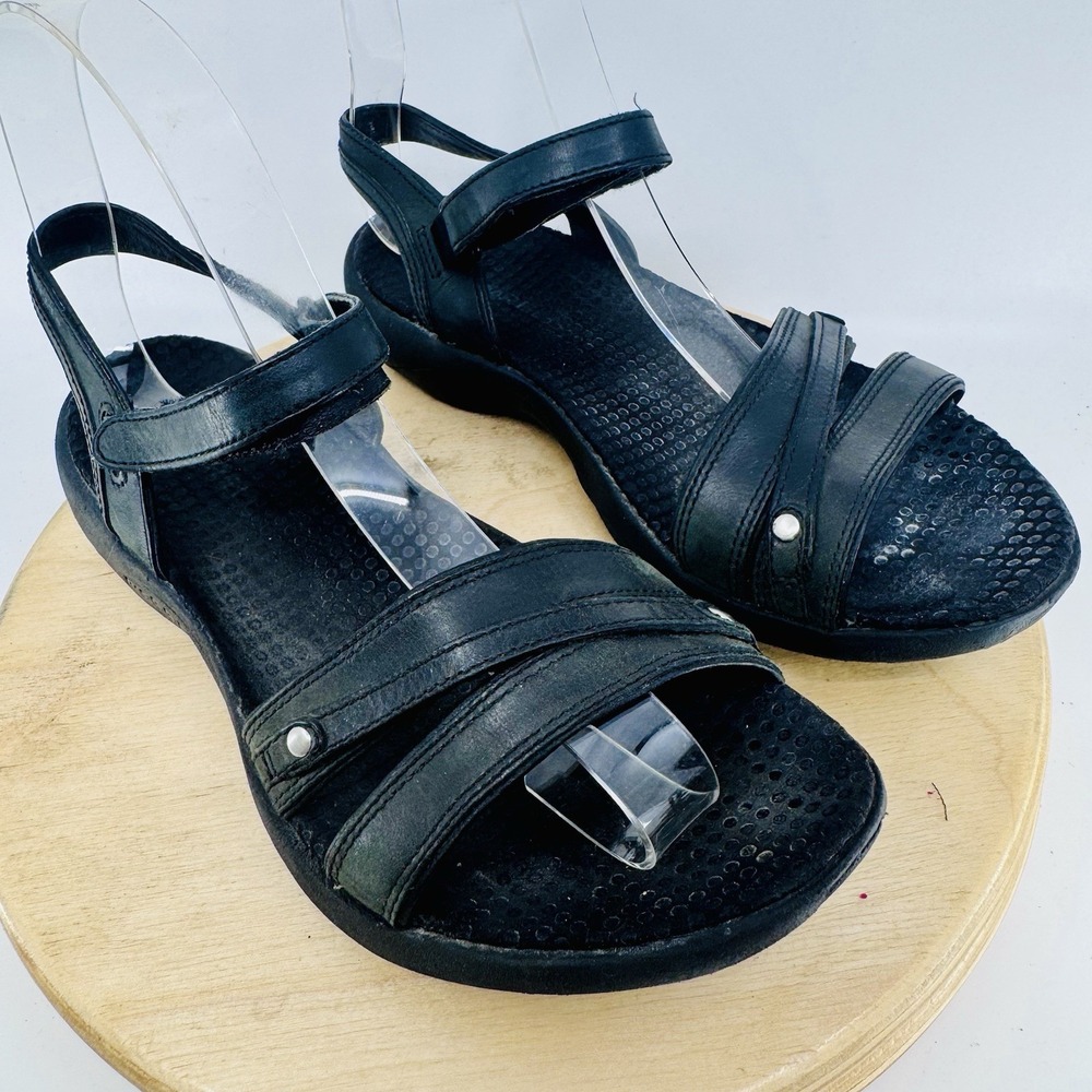 Merrell Dahlia Sandals Womens 6 Black Leather Comfort Adjustable Walking Shoes